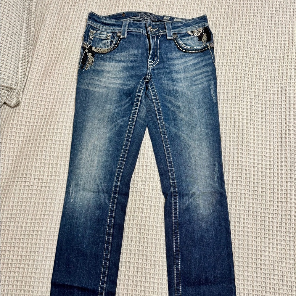 Buckle Blue Boot Cut Jeans with Classic Fading